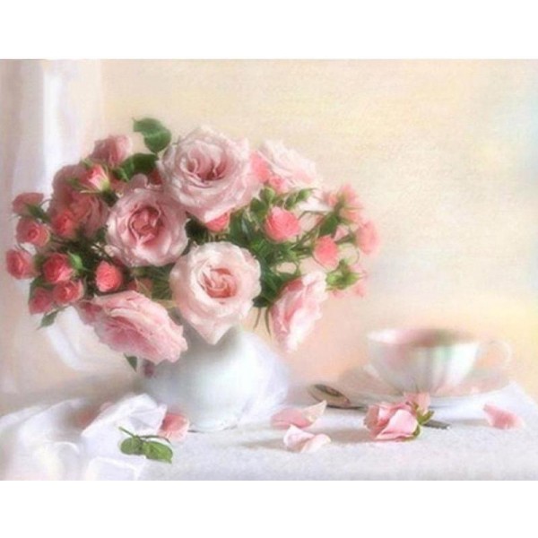 Pink and Red Flowers Painting by Numbers DIY