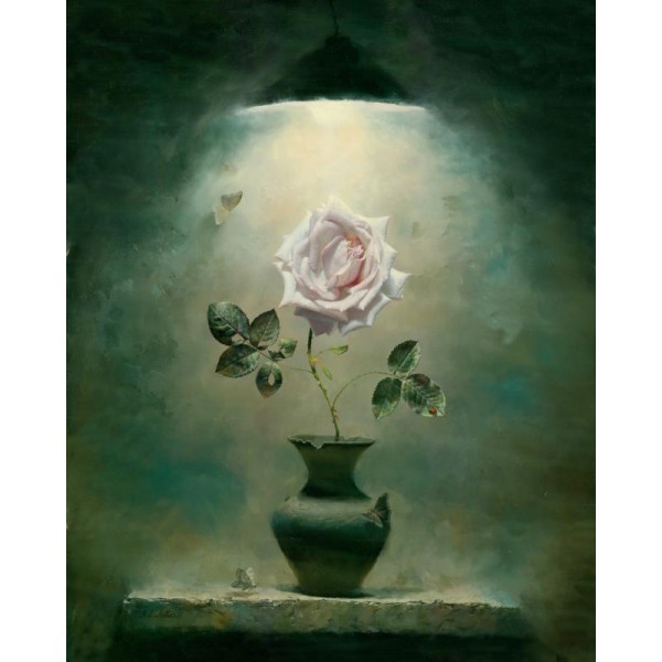 Light Pink Rose Under Lamp