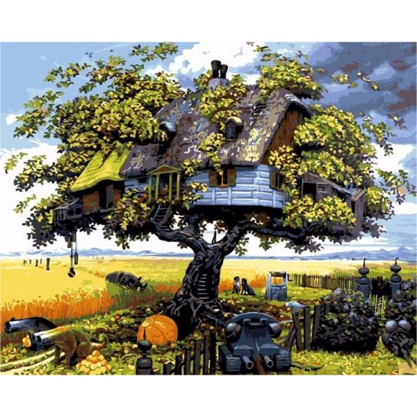 Tree House Painting by Numbers for Adults