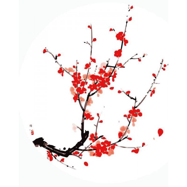 Plum Red Flower Painting On Canvas - DIY